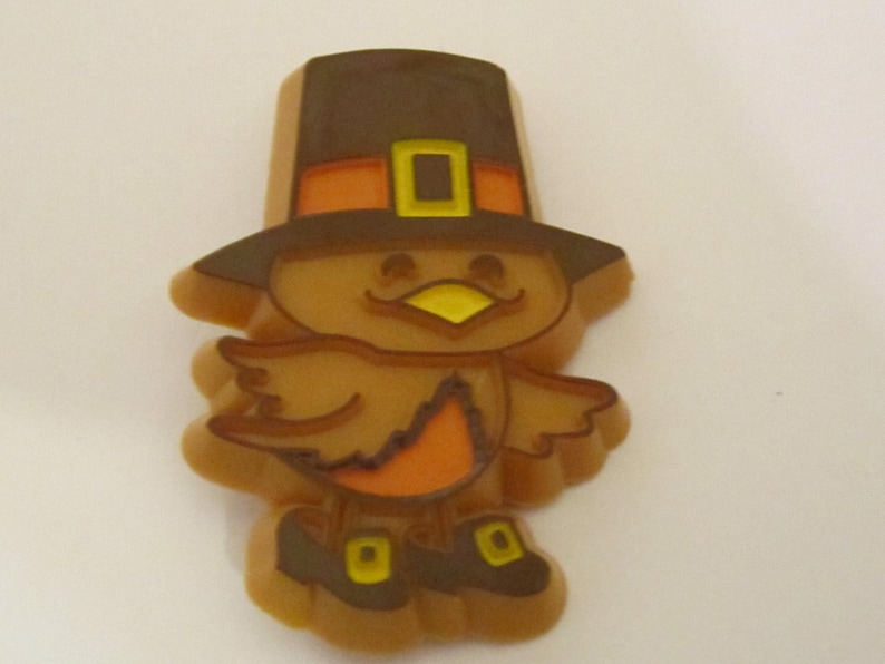 Vintage Hallmark Plastic Turkey Pin Dressed Like a Pilgrim