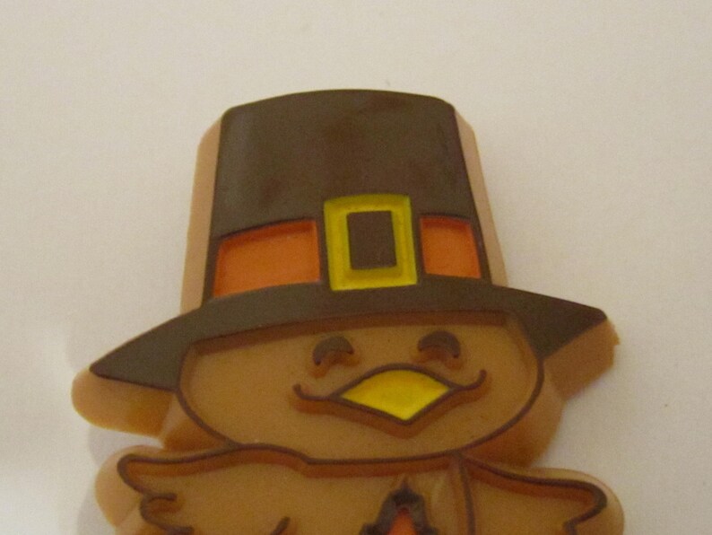 Vintage Hallmark Plastic Turkey Pin Dressed Like a Pilgrim