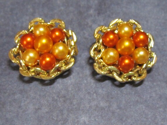Vintage Hong Kong Gold Tone Orange, Gold and Dark