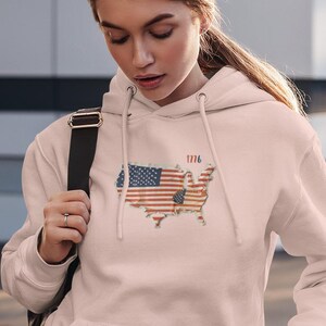 Vintage American Flag Hoodie: Retro 4th of July USA Gift