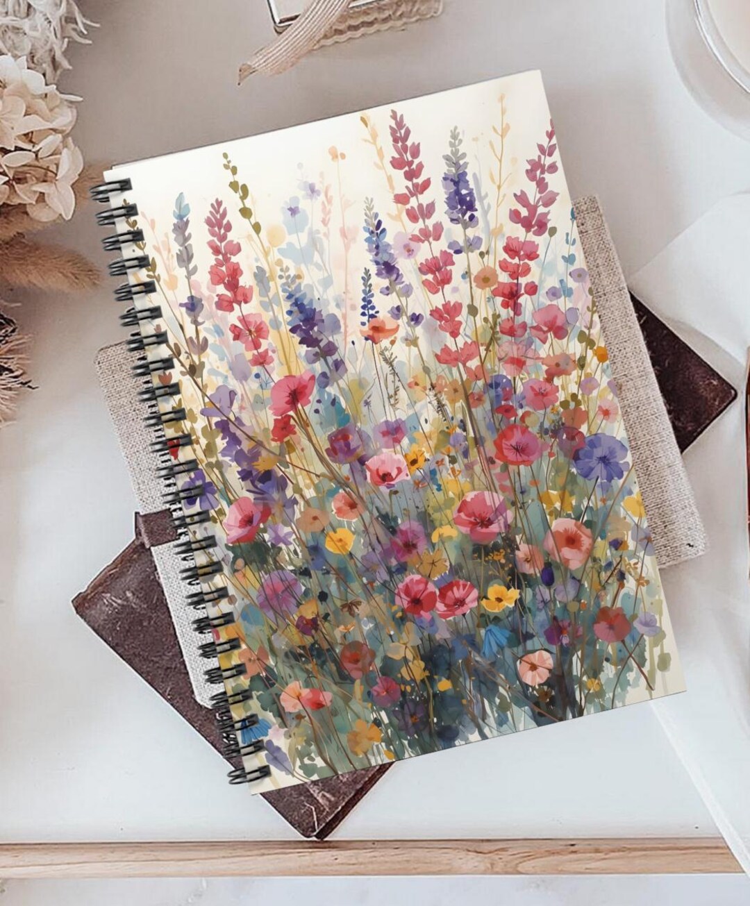 Wildflower Watercolor Floral Meadow Spiral Notebook, Ruled Journal ...