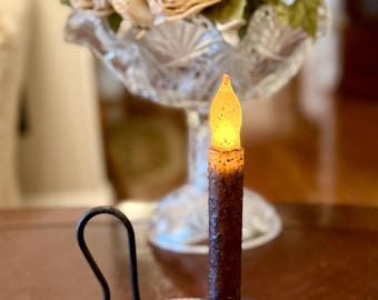 Vintage Cast Iron Primitive Handcasted Candlestick Holder,  Primitive Candle, 10 inch