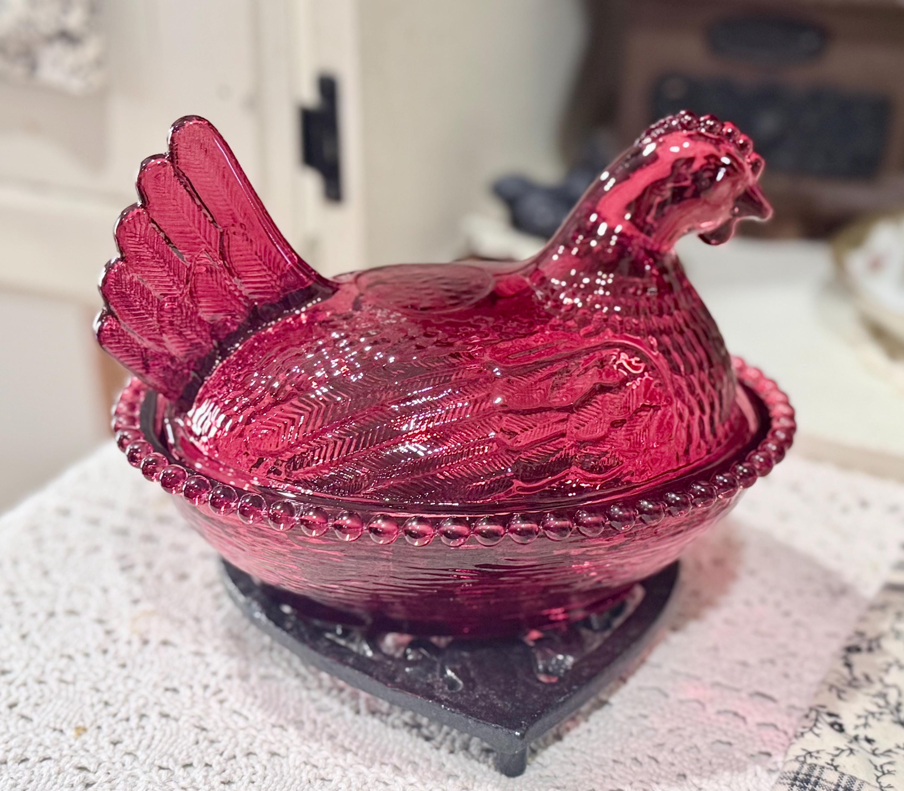 Indiana Glass Hen - Etsy