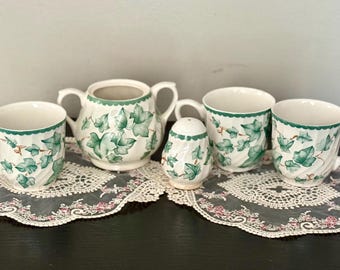 Vintage BHS Country Vine Replacement Pieces, Tea cups, Sugar Bowl and Spice Shaker