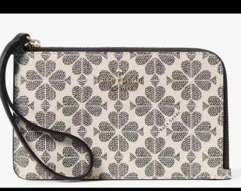 Kate Spade,Lucy, Large Wristlet,Black Spade and White Signature,  Retail-139.00