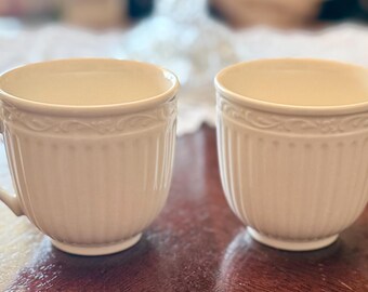 Vintage Mikasa italienische Landschaft, weiß, 7,5 cm, weiße Prägung, 2er Set