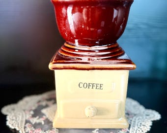 Vintage Ceramic Coffee Jar Utensil Holder: 1960s Retro Decor