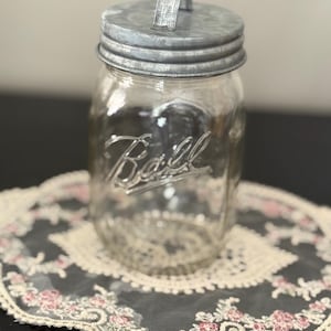 Vintage Pint Mason Jar with Galvanized Lids
