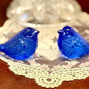 ガラスの青い鳥　２羽のペア　bluebird of hapiness Bluebird of Happiness Glass - Etsy