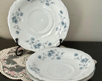 Vintage Retired Johann Haviland, Blue Garland, Saucers, Set of 3, 5 inch