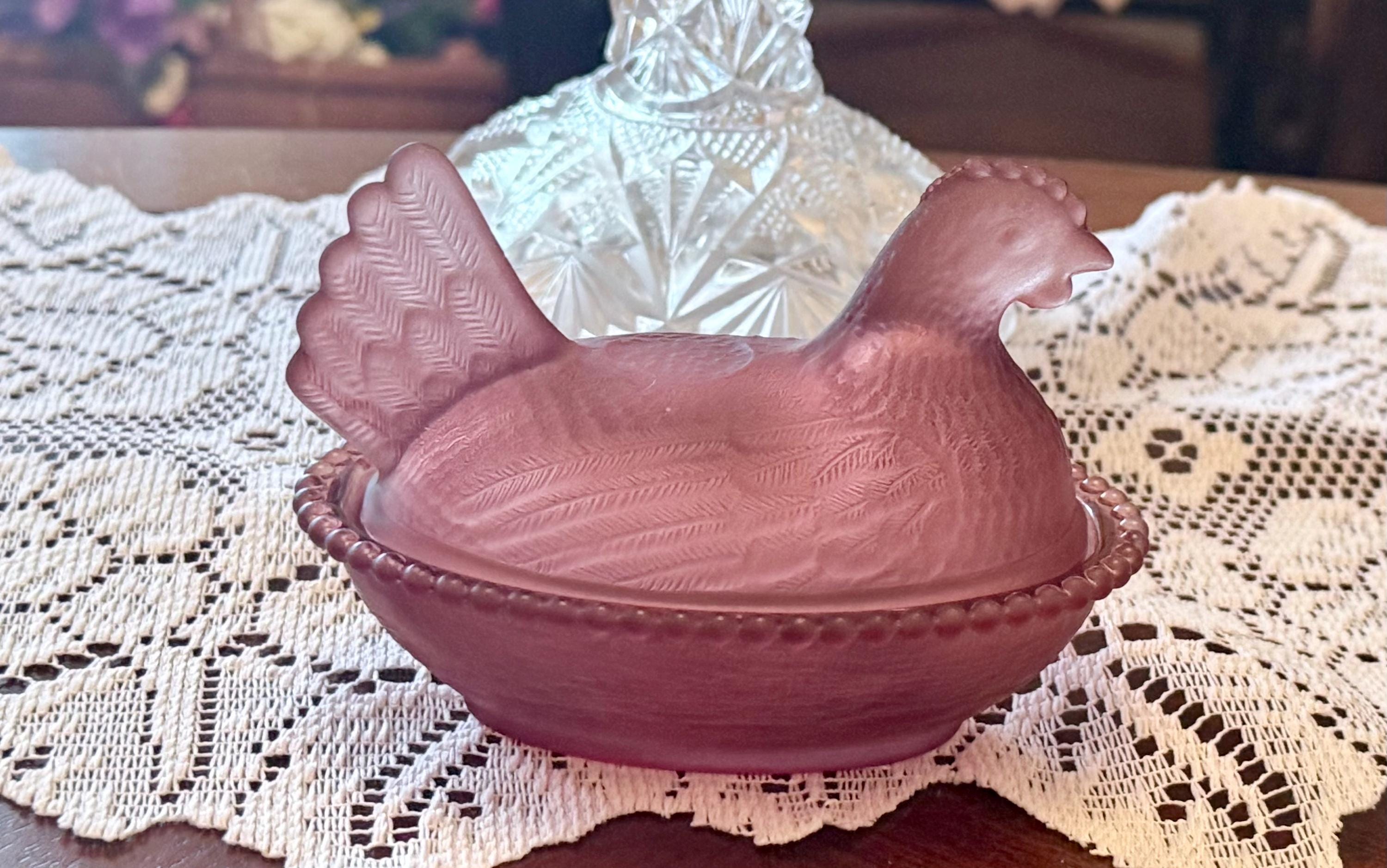 Indiana glass hen on a nest glass - Etsy 日本