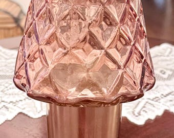 Blush Pink and Gold Courting Light, Candle Holder, Fairy Light, Glass 2 Piece, Votive Holder, 6x4 in.
