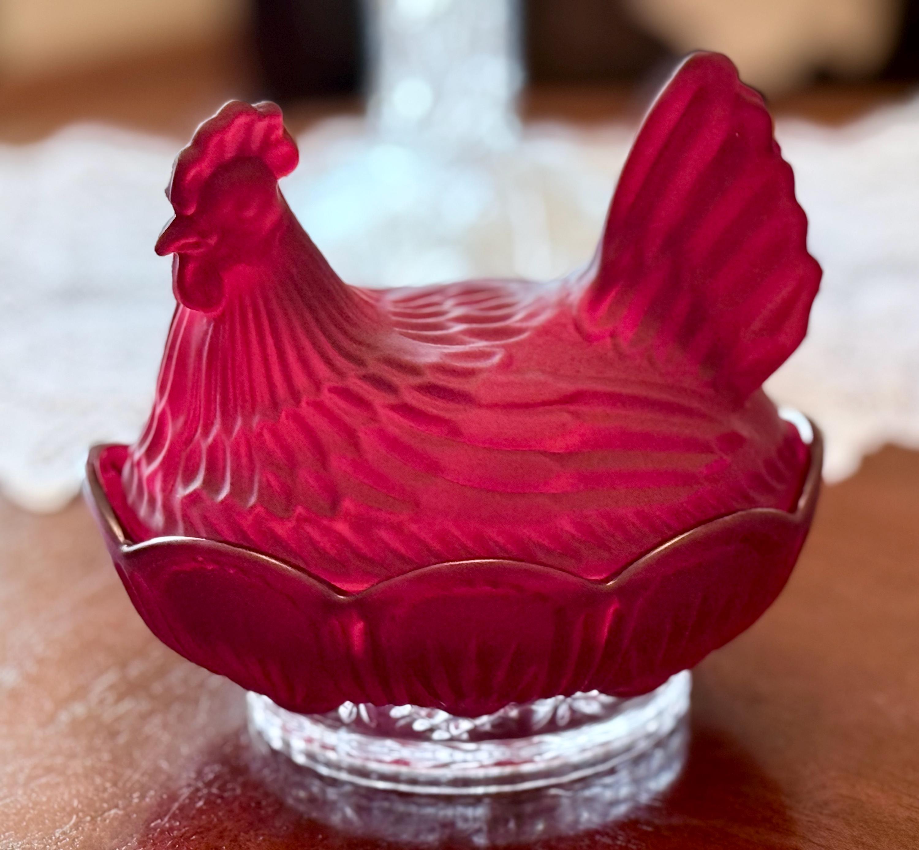 Glass Hen on Nest 7inch - Etsy