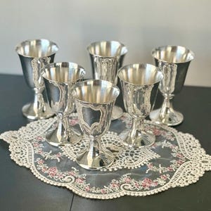 Vintage Silver Crescent Mfg, Sherry Goblets,  Set of 6