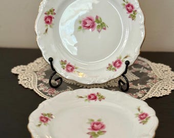 Vintage Retired Johann Haviland Chippendale Roses, Salad Plates, 8 in, Set of 2
