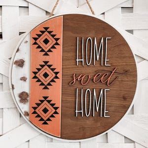 Home Sweet Home|Round Sign|Cow Print Sign| Western Sign
