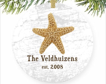 Starfish Ornament, Beach Ornament, Stone Ornament, Nautical Ornament, Tree Keepsake, Christmas Ornament, Personalized Gift Engraved Ornament