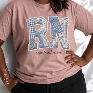 RN Patchwork Letter Tee, Registered Nurse T-Shirt, Nurse  Gift, Student Nurse Gift