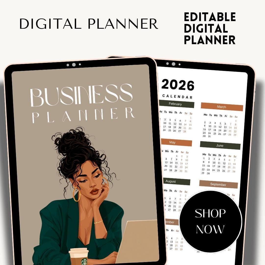 2026 Business Planner Canva Template, Editable Digital Download (PLR ...