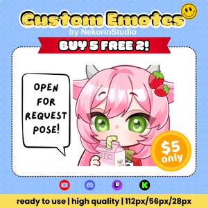 CUSTOM Twitch Emotes Premium, Animated Emotes, Vtuber Kick Emotes, Sub Emote, Custom Emote for Youtube Discord streamer, Kawaii Chibi Emote