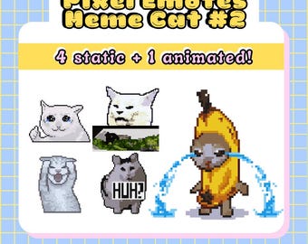 Meme Cat Pixel Emotes: Animated Banana Cat for Twitch Streamer (Digital Download)