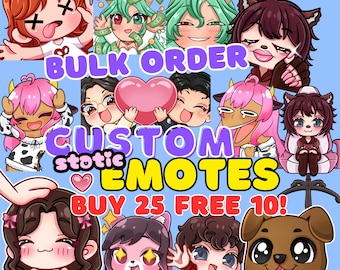 Custom Chibi Emotes Bundle |  Twitch Vtuber, Streamer Static Emote Pack