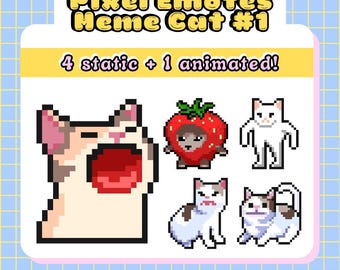 almost FREE Meme Cat 1 animated + 4 static Emotes | Twitch Emotes Free, Emotes For Streamer, Kawai Emotes, Ready to use, Vtuber, Sub Emote