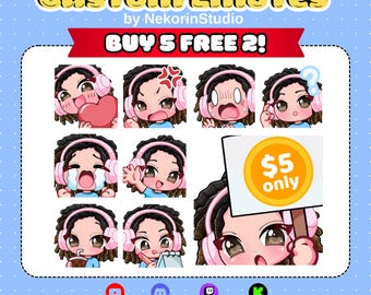 Twitch Emotes Custom: Chibi, Vtuber, Pet, Anime, Furry, Custom pose, free emote