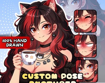 Custom Anime PNGTuber Avatar – Customizable Talking, Blinking PNG Model (Digital Download)