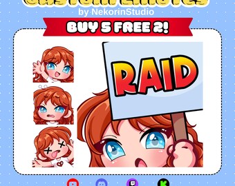 CUSTOM Twitch Emotes Premium, Animated Emotes, Vtuber Kick Emotes, Sub Emote, Custom Emote for Youtube Discord streamer, Kawaii Chibi Emote