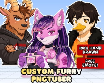 Custom Furry Fursona PNGTuber – Anthro Avatar for Streaming (Digital Download)
