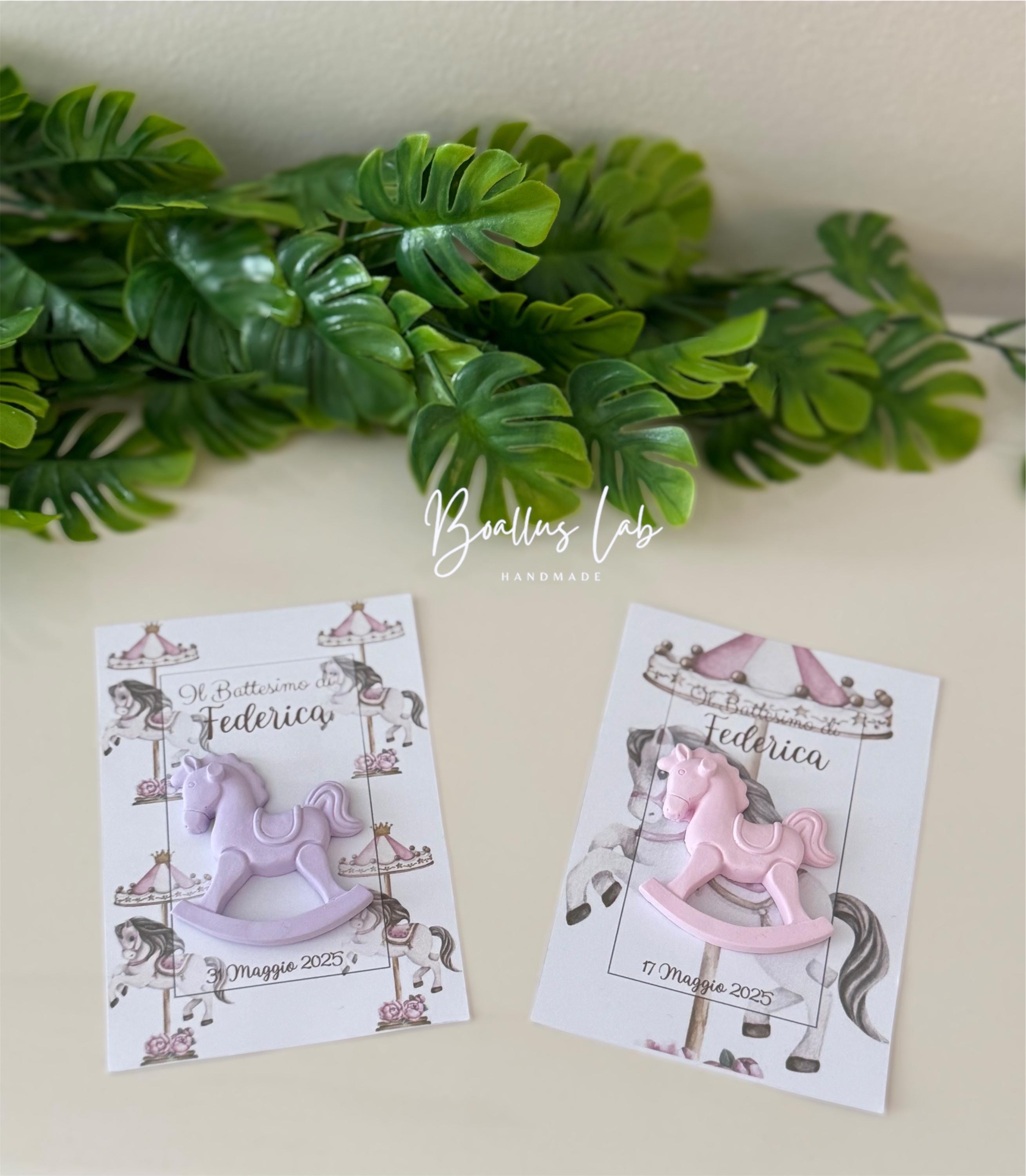 Cono porta confetti con cavalluccio a dondolo rosa 10pz