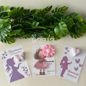 Vela perfumada com margarida e coração de borboleta, vela de espaço reservado, vela de lembrança, nascimento de menina, batismo de menina, lembrança