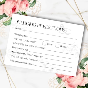 Hochzeitsvorhersage-Tätigkeitskarten, Andenken-Partyspiel, Gastvorhersagen, Hochzeitsdusche Zubehör, Heiratsempfehlungen