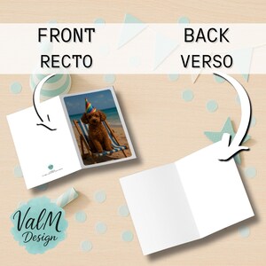 Süße digitale Karte mit Hund am Strand – Sofort-Download – Druckbare Partykarte ohne Text – Originelle Geburtstagsidee Bild 4