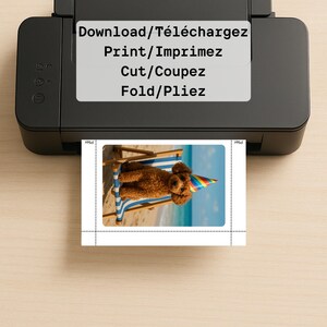 Süße digitale Karte mit Hund am Strand – Sofort-Download – Druckbare Partykarte ohne Text – Originelle Geburtstagsidee Bild 5