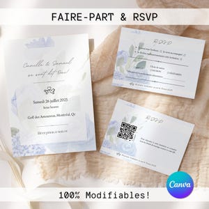 Customizable French Wedding Invitation and RSVP | Bride and Groom Invitation | Fully Editable Template | Multiple Formats Included