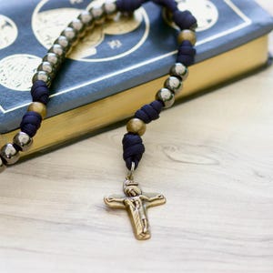 Seven Sorrows | Navy and Bronze Paracord Rosary | Handmade, Durable Catholic Devotional