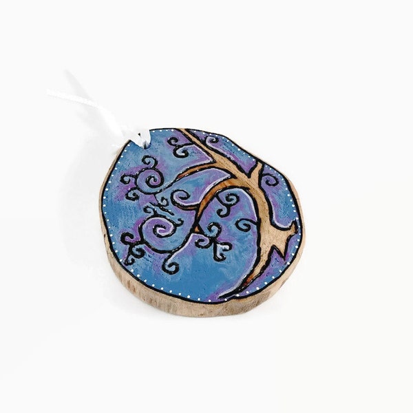Tree Of Life, Hand Painted Ornament, Wood Burned Ornament, Handmade Christmas Ornament, Rustic Tree Ornament, Cedar Wood