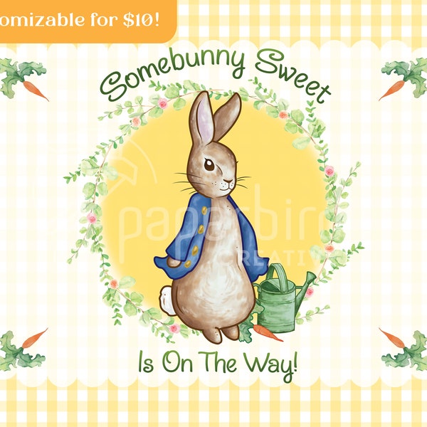 Peter Rabbit BACKDROP ~ Baby Shower ~ Original Design ~ With or Without Text