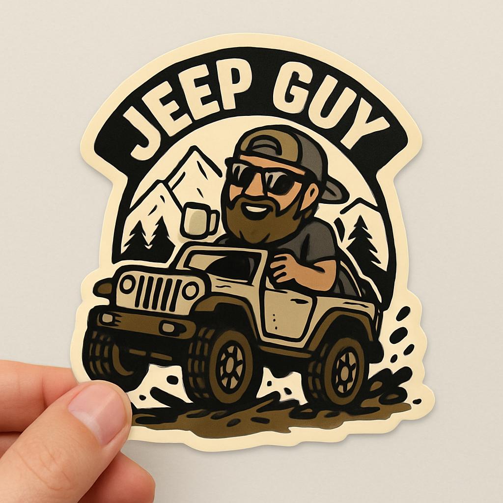Jeep Guy Sticker – Off-Road Vinyl Decal for Jeep Lovers | Adventure & Mountain Style Car Accessory