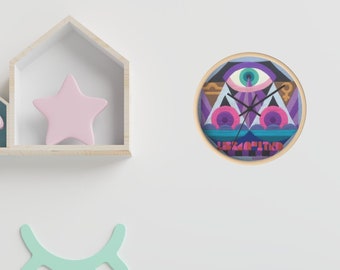 Relógio de parede do zodíaco, relógio de parede de madeira, relógio do zodíaco de Libra, relógio de arte moderna déco, relógio de parede boho, presentes do zodíaco, presentes de decoração de parede do quarto