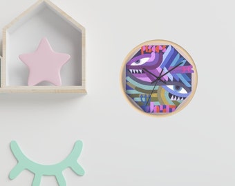Relógio de parede do zodíaco, relógio de parede de madeira, relógio do zodíaco de peixes, relógio de arte moderna déco, relógio de parede boho, presentes do zodíaco, presentes de decoração de parede do quarto