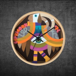 Zodiac Wooden Wall Clock Unique, Colorful Art Deco Inspired Clock, Modern Boho Wall Clock, Capricorn Wall Clock New Great Gift