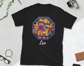 Leo Zodiac Art T-Shirt, 1980s Tapestry Inspired Horoscope Tee