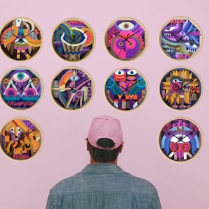 Zodiac Wooden Wall Clock Unique, Colorful Art Deco Inspired Clock, Modern Boho Wall Clock New Personalized Valentine Day Gift