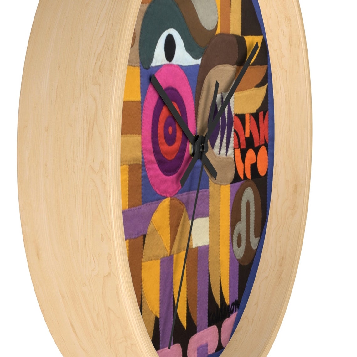 Zodiac Wooden Wall Clock Unique Colorful Art Deco Inspired Etsy