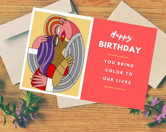 Romantic Birthday Card for girlfriend/wife, birthday card for boyfriend/husband, Printable Card PDF JPG You Bring Color to Our Lives