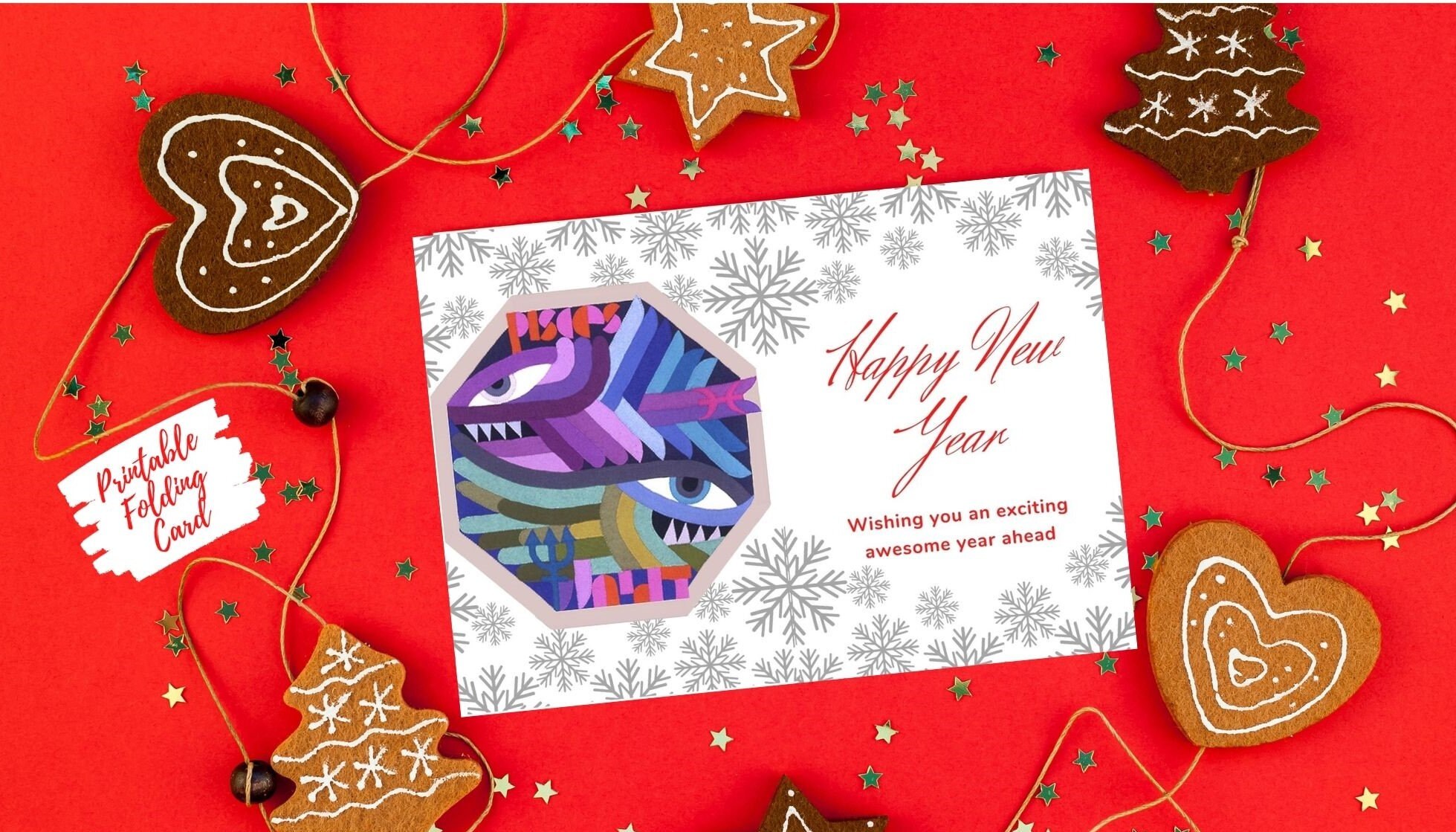 Year card cards inspiration creative designs whimsical fancy drop money holiday years these Printable Happy New Year Card Last minute Cards Instant | Etsy