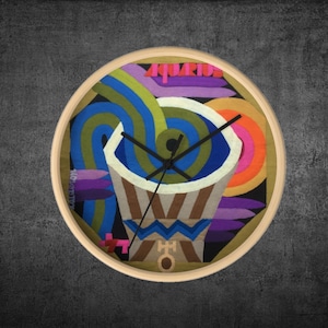 Zodiac Wooden Wall Clock Unique, Colorful Art Deco Inspired Clock, Modern Boho Wall Clock, Aquariusn Wall Clock New Great Gift